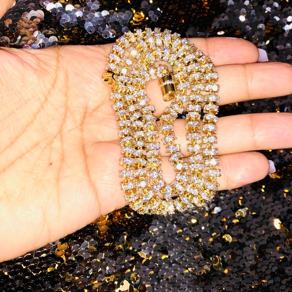 10k white gold vermeil Miami Cuban link chain for men, heavy chain, simulated CZ - Picture 6 of 11